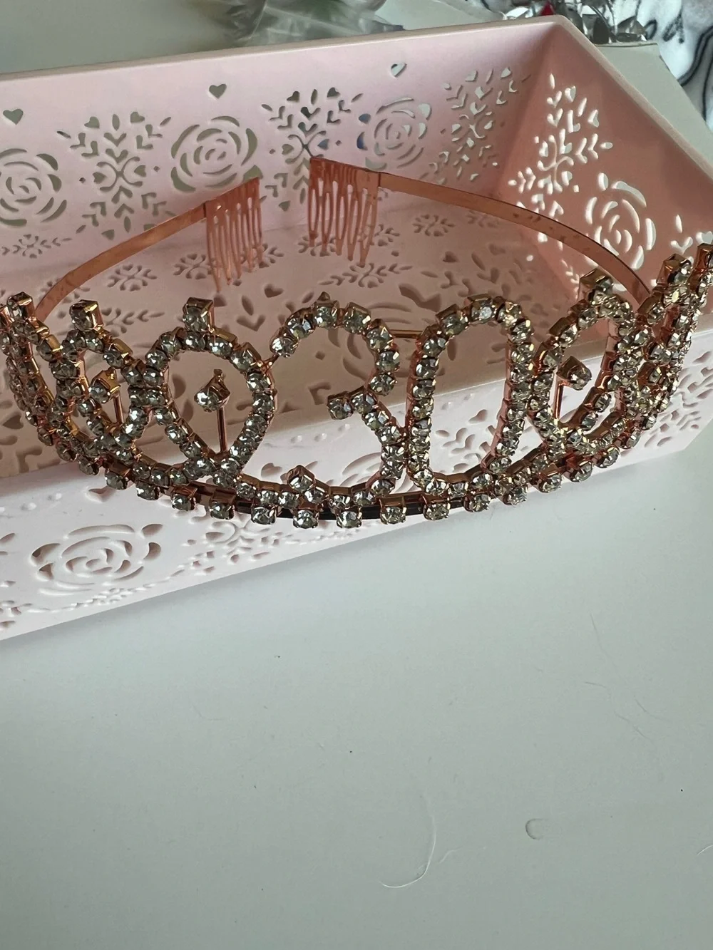 Rose Gold Crystal “30” Birthday Tiara – 30th Birthday Party Crown